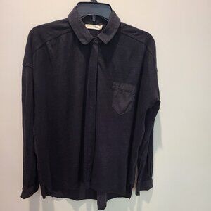 Women's Rag & Bone Linen Black Button-up Collared Shirt (M)
